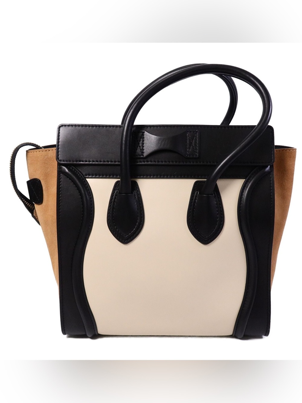 ✨🛍️ Celine Tricolor Micro Luggage Tote - Black, Brown, and Cream - Picture 2 of 8